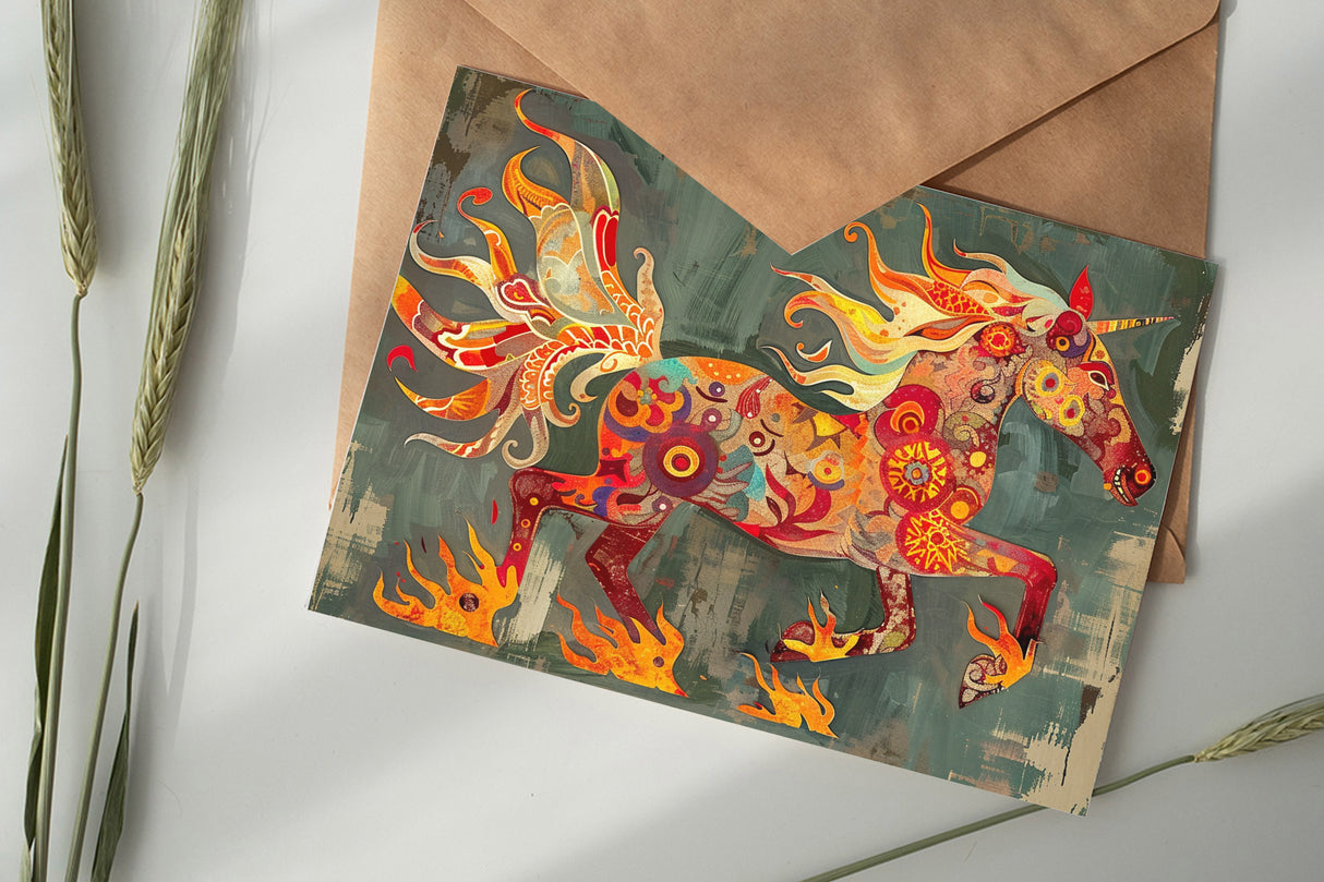 Jahr des Pferdes 2026 Postkarten A6 Set (10 Cards) Pferd des Feuers Jahr chinesische Sternzeichen asiatische Kultur  I Kunstvolle Karten