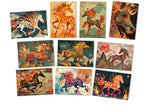 Jahr des Pferdes 2026 Postkarten A6 Set (10 Cards) Pferd des Feuers Jahr chinesische Sternzeichen asiatische Kultur  I Kunstvolle Karten