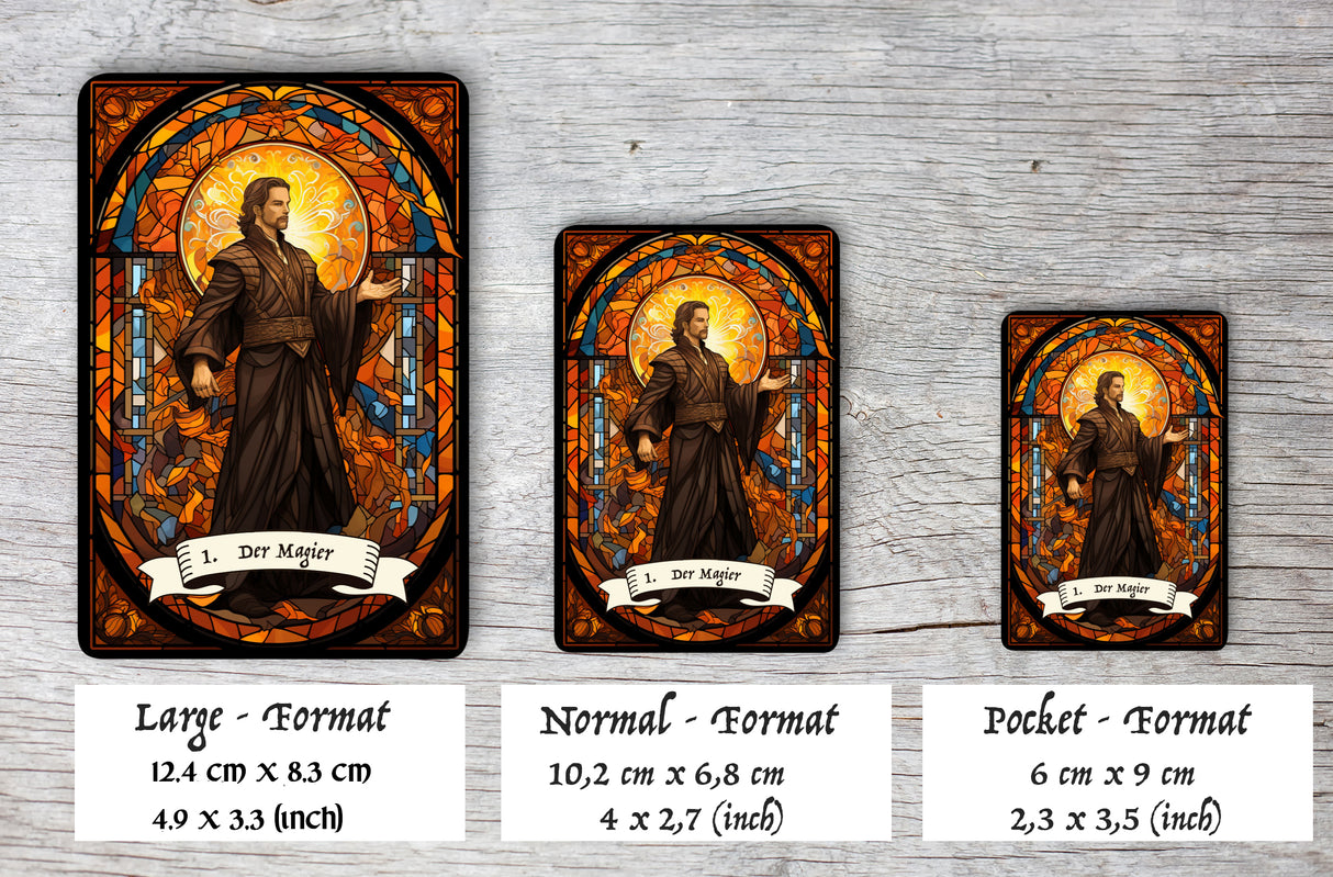 Kunstvolle Tarotkarten im Set (78 Karten) | Tarot Deck mit 78 Tarot Karten in drei größen | deutsch und englisch erhältlich | matt farbdruck