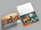Jahr der Ziege 2027 Postkarten A6 Set (10 Cards) Ziege des Feuers Jahr chinesische Sternzeichen asiatische Kultur  I Kunstvolle Karten