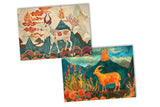 Jahr der Ziege 2027 Postkarten A6 Set (10 Cards) Ziege des Feuers Jahr chinesische Sternzeichen asiatische Kultur  I Kunstvolle Karten